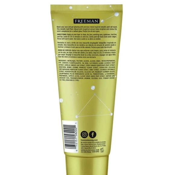 New Freeman Cosmic Metallic Peel-Off Mask Brightening Gold for Women 6 oz - Picture 2 of 3